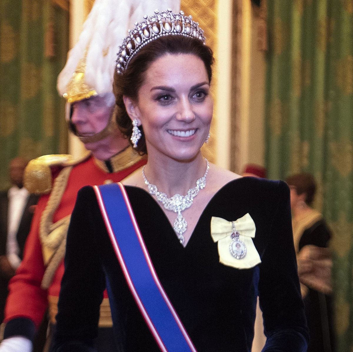 Royals Attend A Reception For The Diplomatic Corps At Buckingham Palace l0ndon, england december 11 catherine, duchess of cambridge talks to guests at an evening reception for members of the diplomatic corps at buckingham palace on december 11, 2019 in london, englandphoto by victoria jones wpa poolgetty images