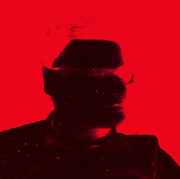 Serial Killers a blurry black and white profile of a man is seen over a red background